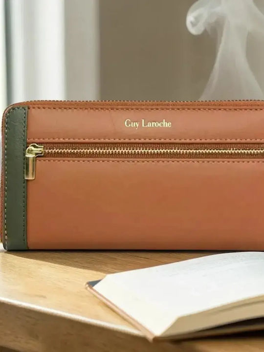 Große Leder Damenbrieftasche mit RFID Tabac