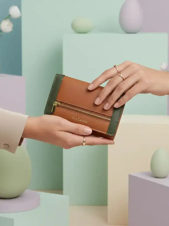 Small Leather Women's Wallet with RFID Tabac Brown