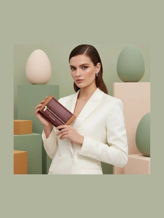 Small Leather Women's Wallet with RFID Burgundy