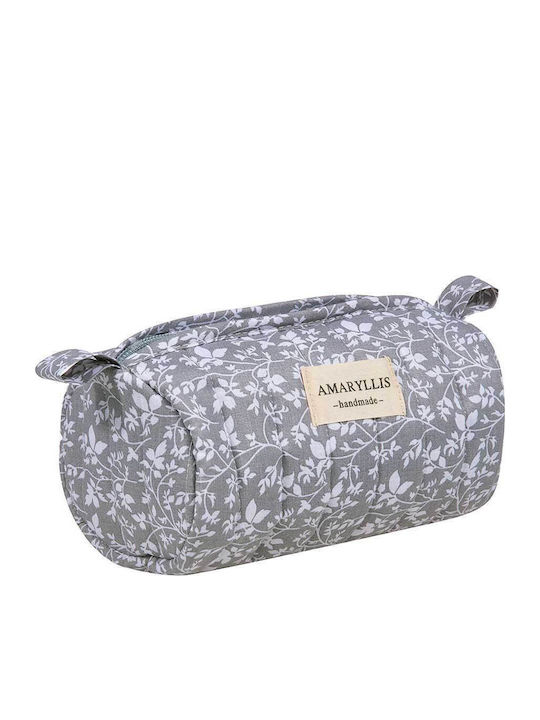 Handmade Cotton Gray Flower Toiletry Bag Trunk Amaryllis Slippers Greek Made