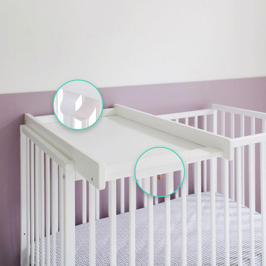 Hard Changing Pad with Cover Made of White Wood for Bed 51x86cm