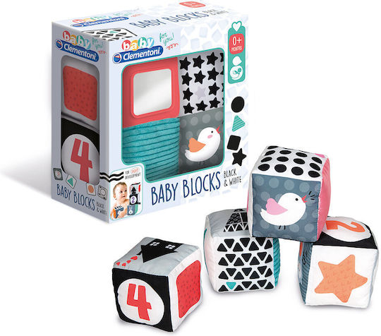 Baby Clementoni Activity Cube Baby Blocks (Black White Cubes) Fabric with Music and Sounds for Newborns