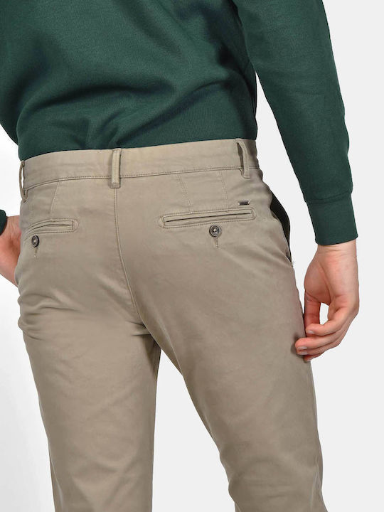 Pantaloni Barbat Chino Elastic Slim Fit Bej
