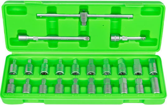 JBM Bit-Stecknüsse mit Bits Spline, Torx, Platz und Antriebsvierkant 1/4'' Set 23Stück