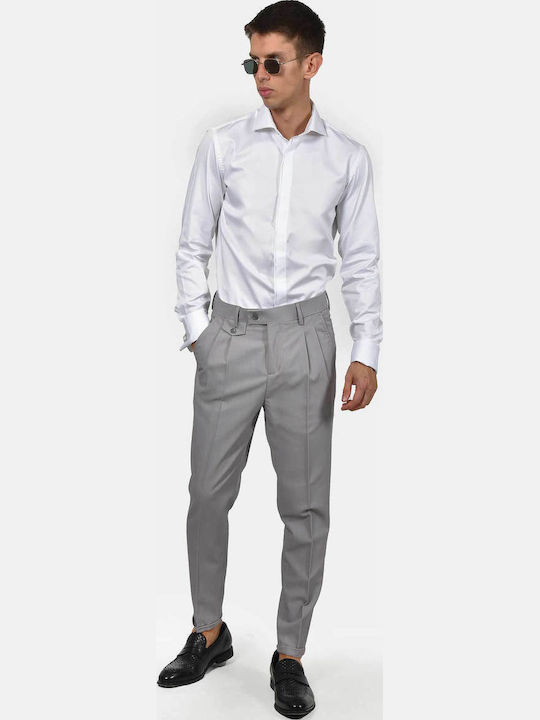 Men's Trousers Elastic Regular Fit Light Grey