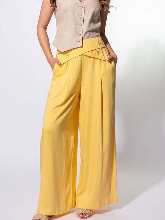 Ellis Γυναικείο Υφασμάτινο Παντελόνι Yellow