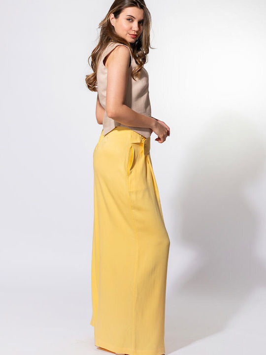 Ellis Γυναικείο Υφασμάτινο Παντελόνι Yellow