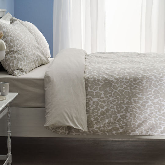 Charalambidis Textiles Leopard Bed Sheet Double 200x260cm Beige