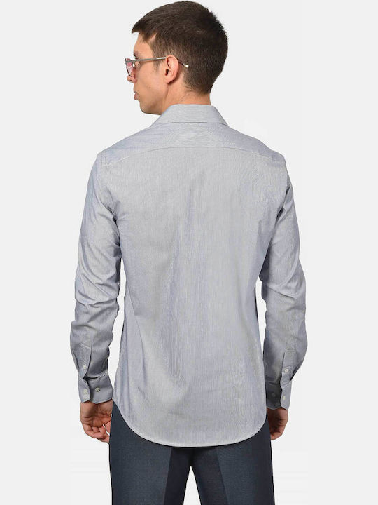 Long Sleeve Shirt in Regular Fit Striped Navy