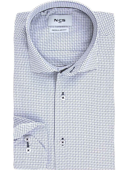 Long Sleeve Shirt in Regular Fit Checked White