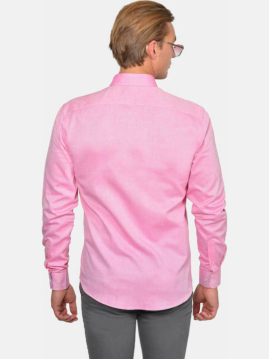 Long Sleeve Cotton Shirt in Regular Fit Pink