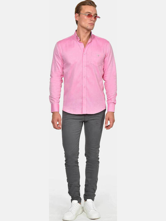 Long Sleeve Cotton Shirt in Regular Fit Pink