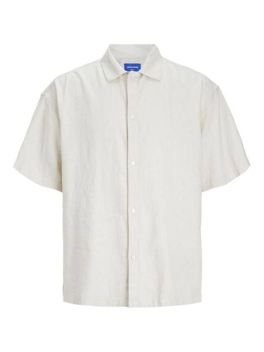 Short Sleeve Linen Shirt in Wide Fit Gray