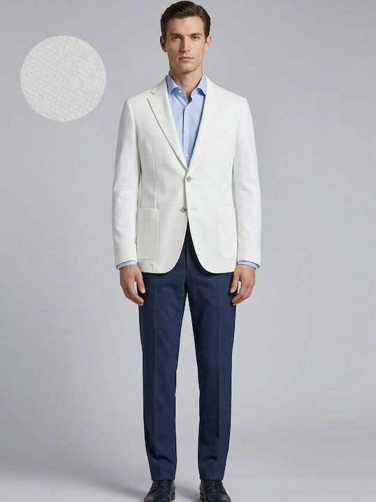 C Hanry Men’s Suit Jacket with Slim Fit White