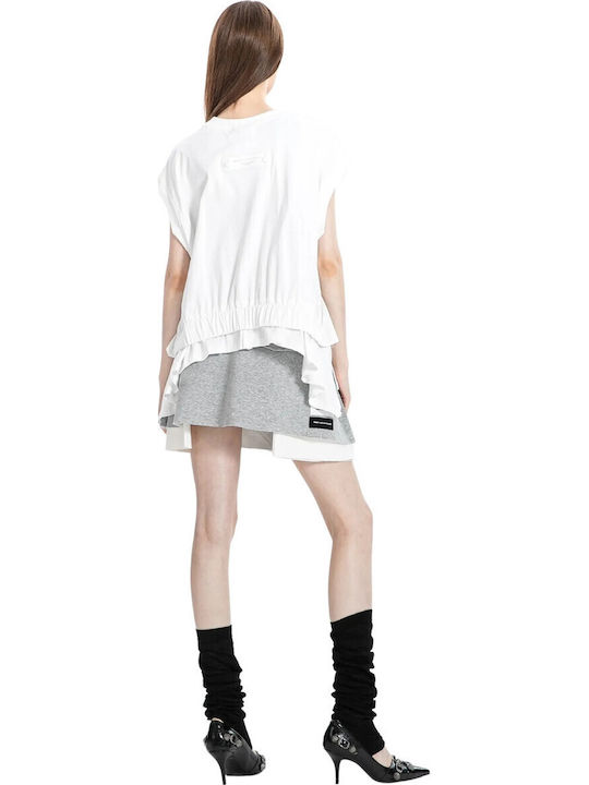 Mod Wave Movement Women's Cotton Sleeveless White Blouse