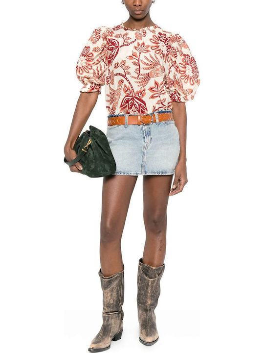 Women's Blouse Ecru-Bordeaux