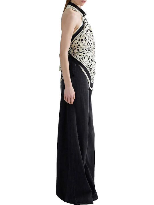 Damen Bluse Schwarz/Ecru
