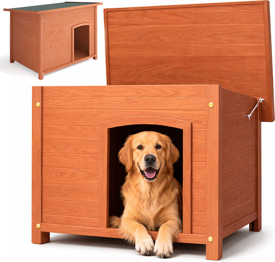 Bakaji Wooden Dog House Outdoor Opening Roof Bunk Bed Pets 116 x 79 x 81 Cm 02001891
