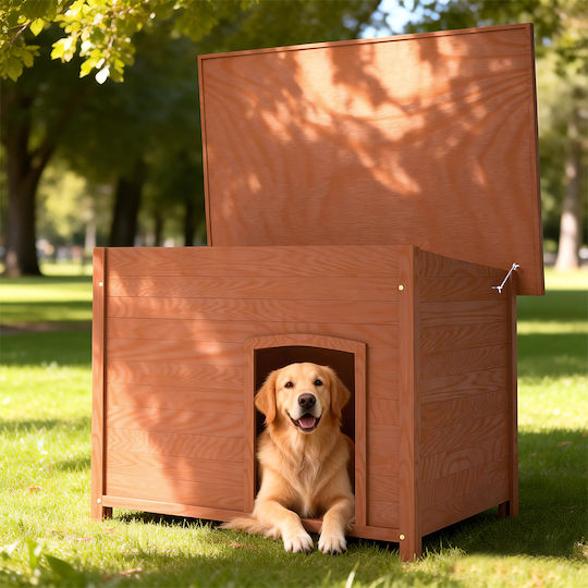 Bakaji Wooden Dog House Outdoor Opening Roof Bunk Bed Pets 116 x 79 x 81 Cm 02001891