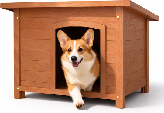 Bakaji Wooden Dog House M Outdoor Opening Roof Pets 85 x 58 x 58 Cm 02001888