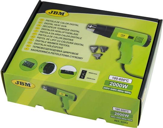 JBM 53162 Пистолет за горещ въздух 2000W с регулиране на температурата до 600°C