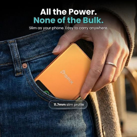 BMX SolidSafe MagSafe Power Bank 5000mAh 15W Power Delivery Πορτοκαλί