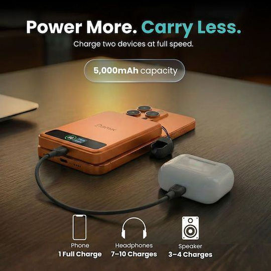 BMX SolidSafe MagSafe Power Bank 5000mAh 15W Power Delivery Πορτοκαλί