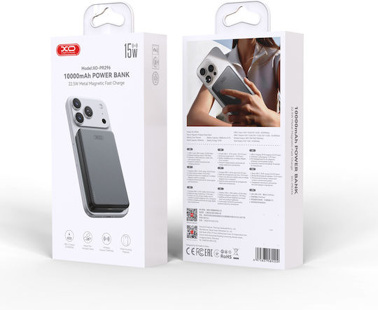 XO PR296 Power Bank 10000mAh Power Delivery Quick Charge 2.0 Quick Charge 3.0 Gray