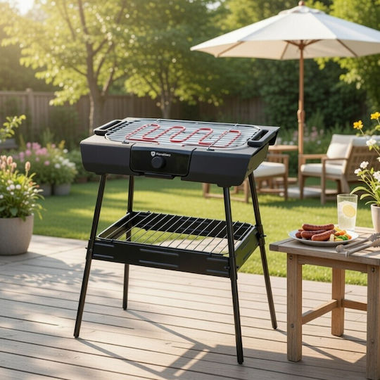 HomeVero Tabletop Electric Grill Grate 2000W with Adjustable Thermostat 40x24cm