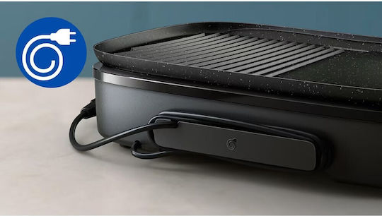 Philips Tabletop Electric Grill with Smooth and Grooved Plate 2400W with Lid and Adjustable Thermostat 15.8x15.8cm