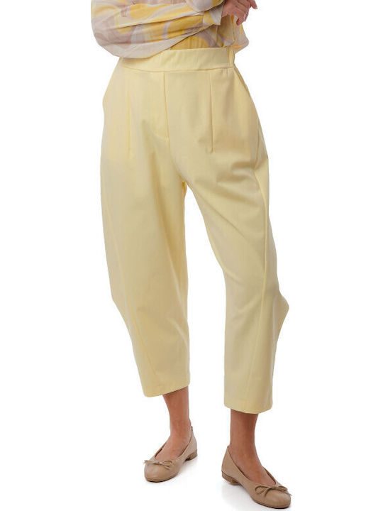 Yellow Cropped Cotton Trousers