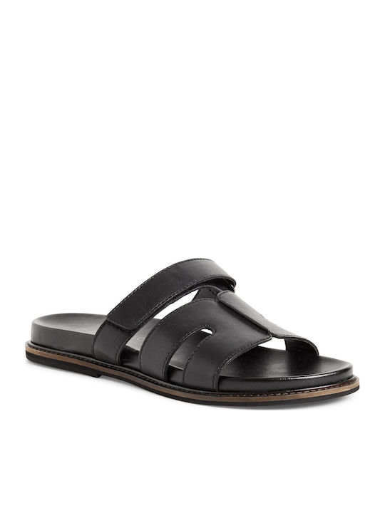 Leather Women's Flat Sandals Black