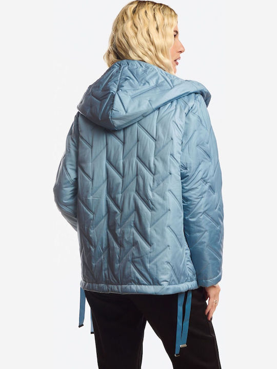 Kurze Damenjacke für Winter Hellblau