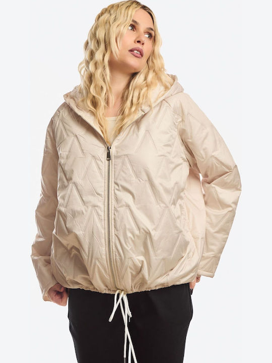 Kurze Damenjacke für Winter Beige