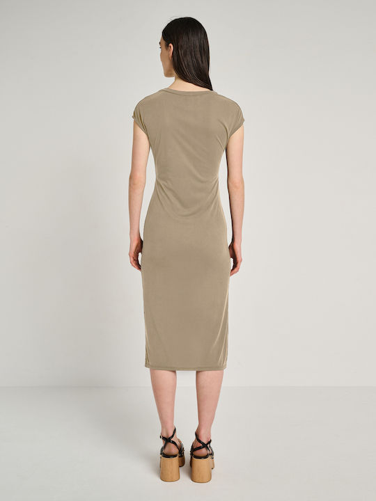 Summer Dress Beige Open Back