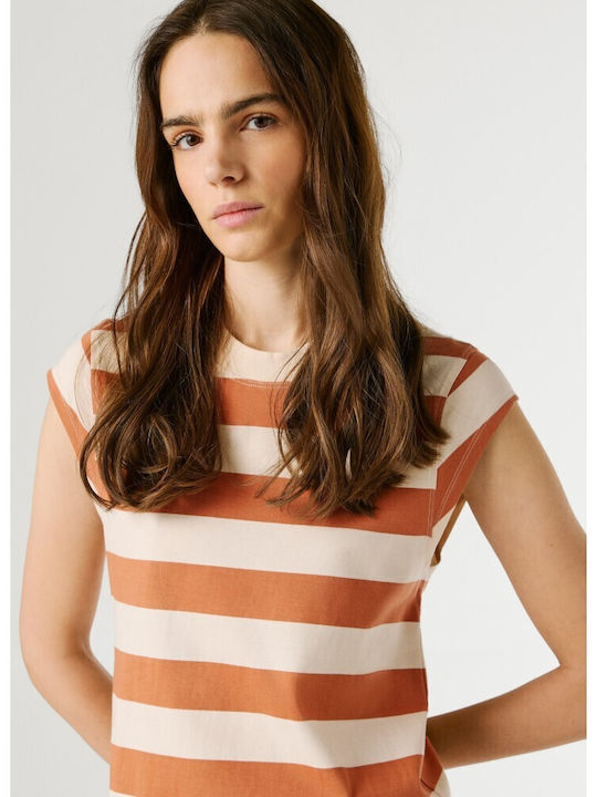Summer Midi T-Shirt Denim Dress with Tearing Bronze-Beige