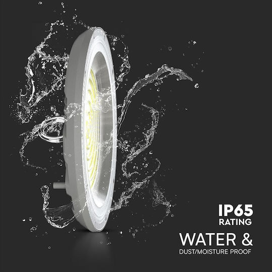 V-TAC Φωτιστικό Καμπάνα 150W Θερμό Λευκό 12300lm με Ενσωματωμένο LED Γκρι Ø27.7xΥ3.2cm