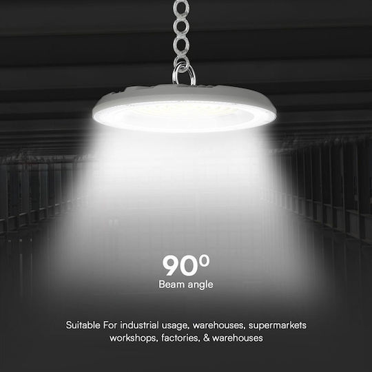 V-TAC Φωτιστικό Καμπάνα 150W Θερμό Λευκό 12300lm με Ενσωματωμένο LED Γκρι Ø27.7xΥ3.2cm