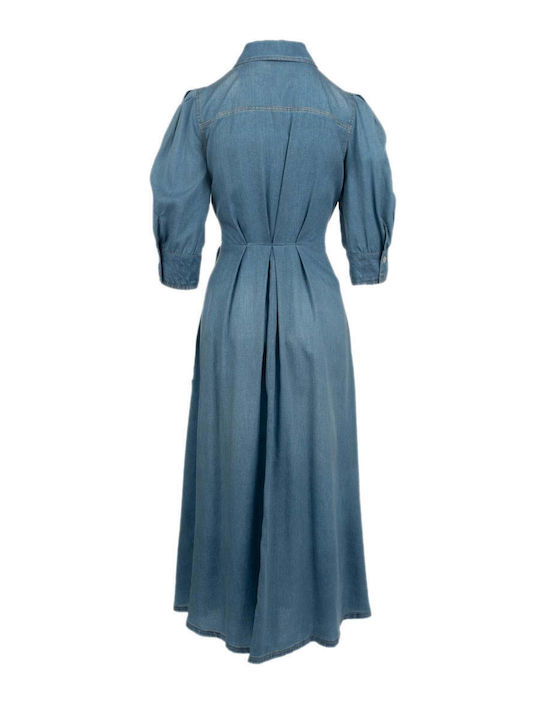 Rochii De Vară Pentru Femei Midi Rochie-Cămașă Denim Albastru