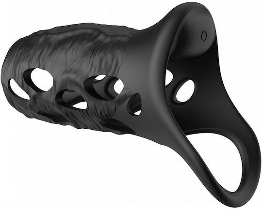 Vibrating Realistic Penis Sleeve Crushious Batiatus Penis Armour Ring Vibration Black 12cm