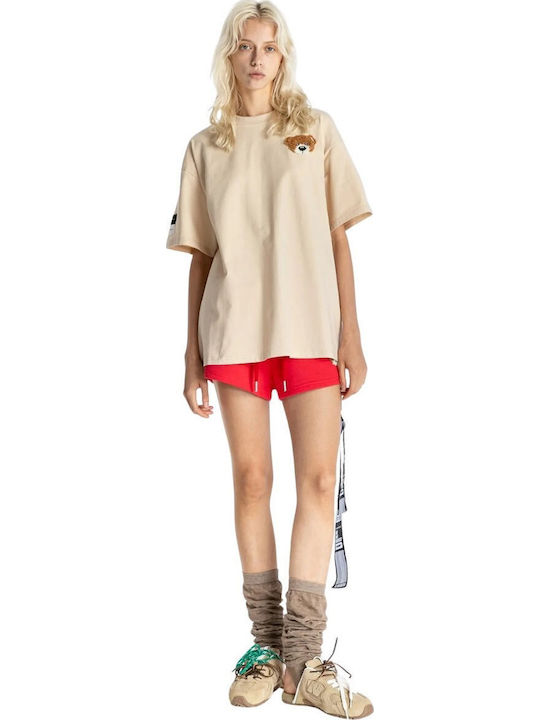 Teddy Γυναικείο Oversized T-shirt Μπεζ