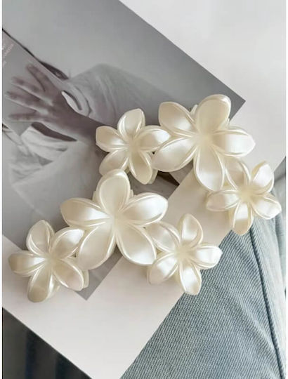 Set Of 2 Hair Claw Clips Three Ivory Flowers Anela