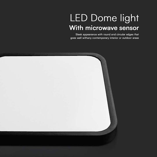 V-TAC Deckenleuchte Badezimmer 30cm Schwarz mit Integrierter LED