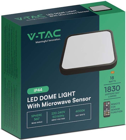 V-TAC Deckenleuchte Badezimmer 30cm Schwarz mit Integrierter LED