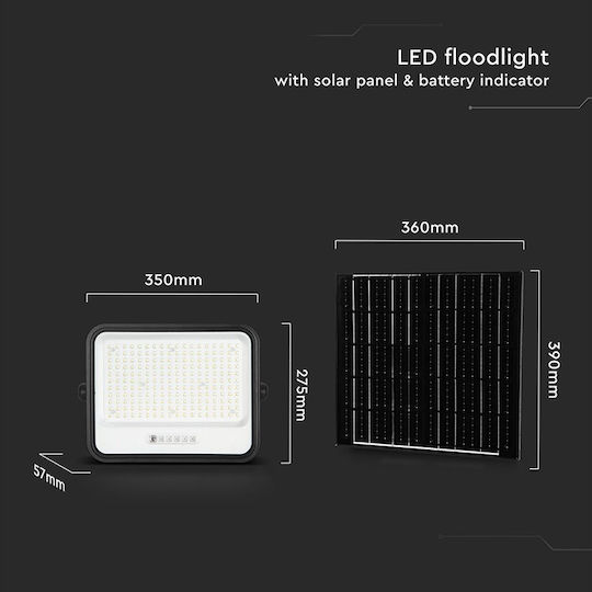 V-TAC Waterproof Solar LED Flood Light 400W Warm White 2000K with Remote Control IP65