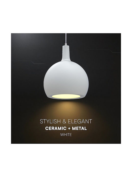 V-TAC Pendant Light White Bell with Socket E27 28x28cm