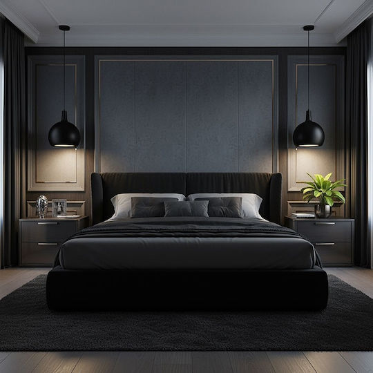 V-TAC Black Bell Ceiling Light with E27 Socket 28x28x188cm