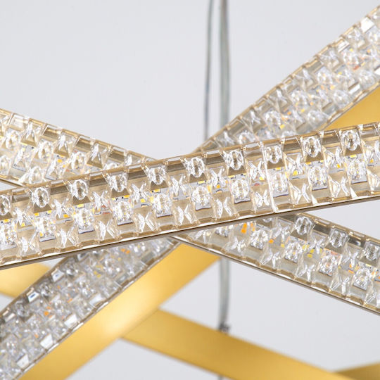 Diamond Pendant Light Gold LED with Adjustable White Light