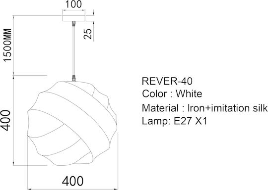Sun Light Rever Pendant Light White