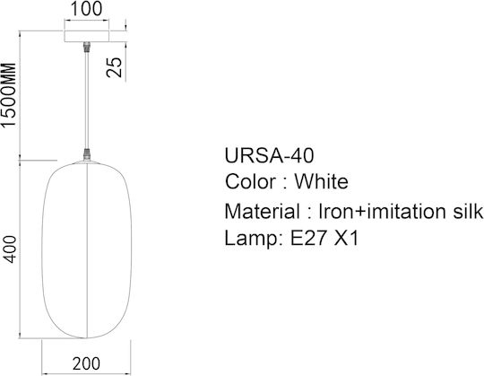 Sun Light Ursa Κρεμαστό Φωτιστικό Λευκό